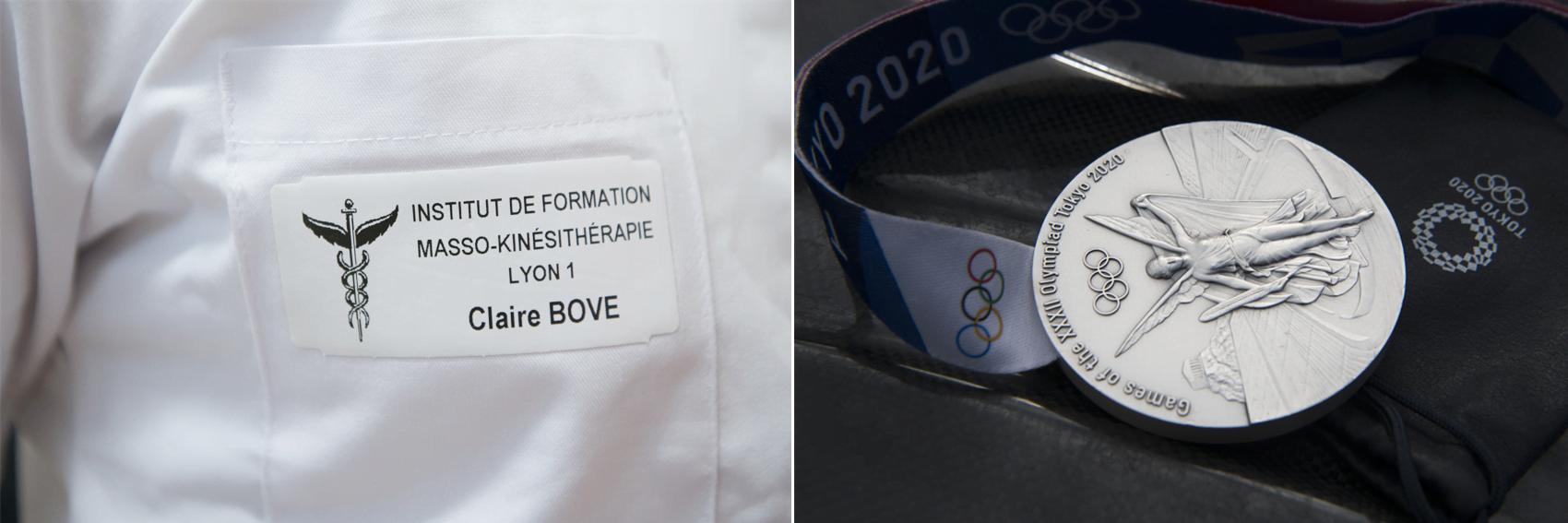 Médaille olympique et blouse de kiné - Claire Bové